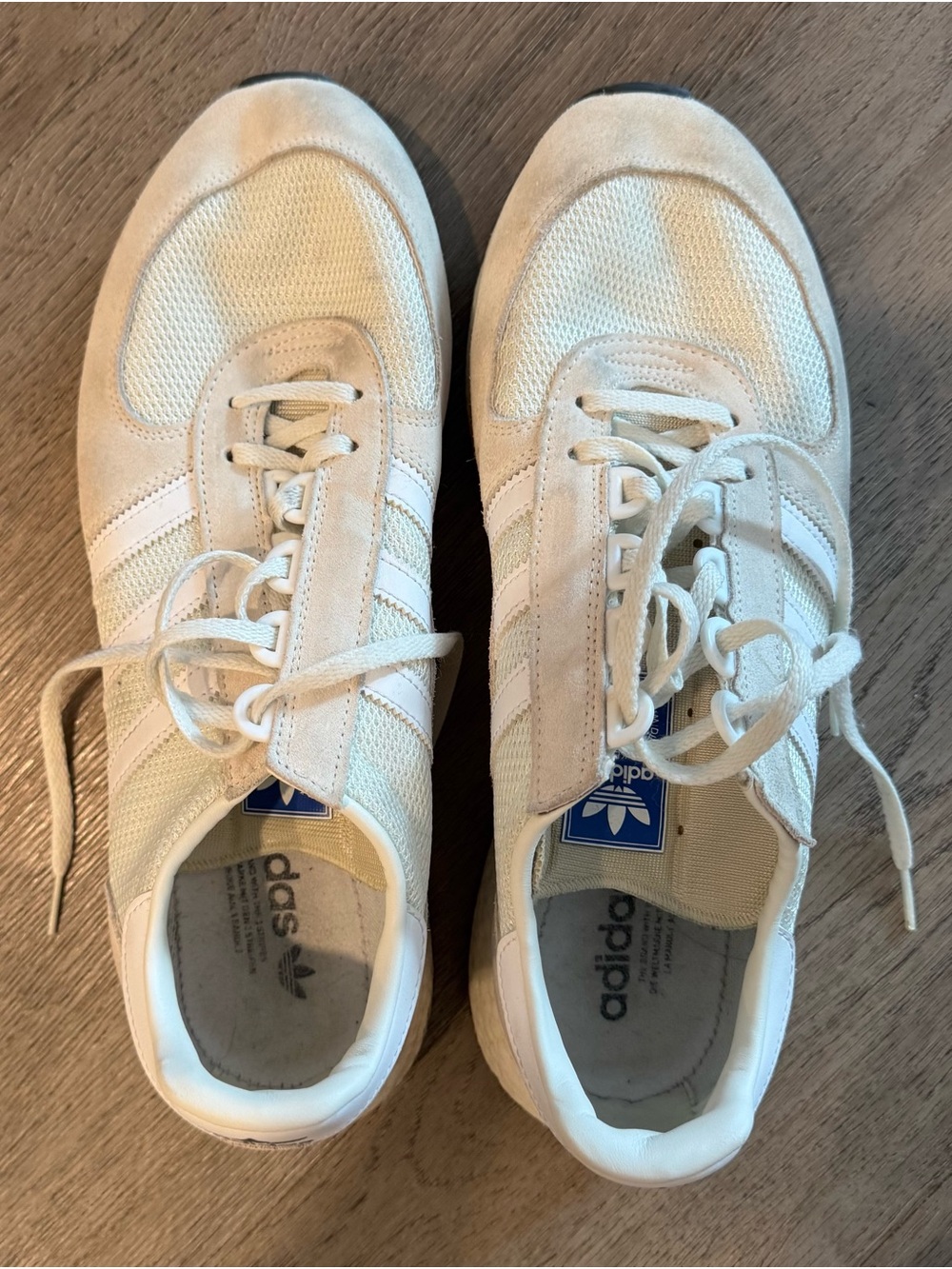 adidas Cream and White Retro Runner Sneakers